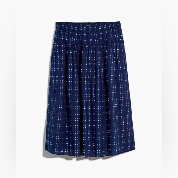 Madewell Pull-On Midi Skirt in
Shibori Indigo Plaid - Picture 4 of 9